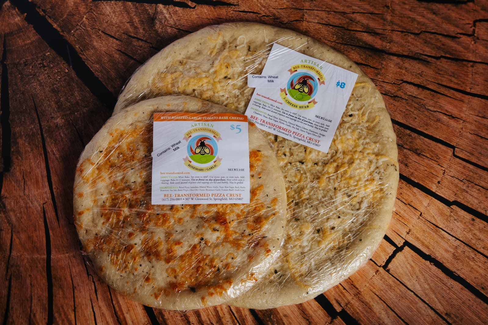 Artisan pizza crusts, packaged and ready